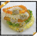 Jade Bracelet with Crystal Fox Charms, Costume Jewelry(Lw018